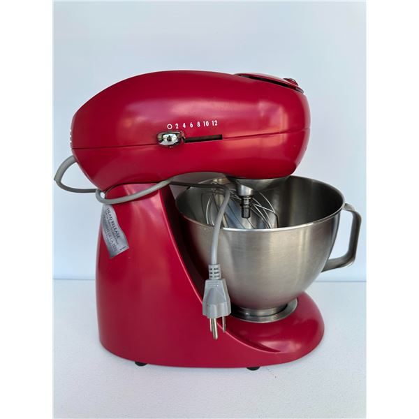 Retro Red Electric Stand Mixer with Stainless Steel Bowl
