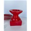 Image 5 : Set of 4 Gold Rimmed Glass Goblets with Red Accessories
