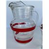 Image 2 : Glass Pitcher with Red Band and Assorted Drinkware