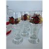 Image 4 : Glass Pitcher with Red Band and Assorted Drinkware