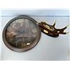 Image 1 : Moose Scene Wall Clock with Antler Carving Plaque