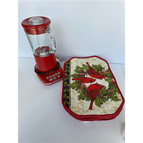 Hamilton Beach Red Blender + Cardinal Holiday Placemats