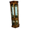 Lighted Oak Veneer Glass Curio Cabinet
