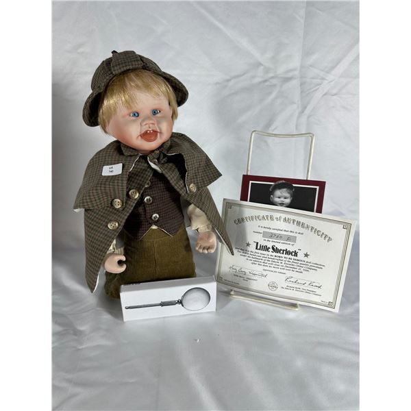Edwin M. Knowles Porcelain Doll “Little Sherlock” with COA & Accessory
