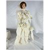 Image 1 : Ellen H. Williams Porcelain Bride Doll with Bouquet & Parasol