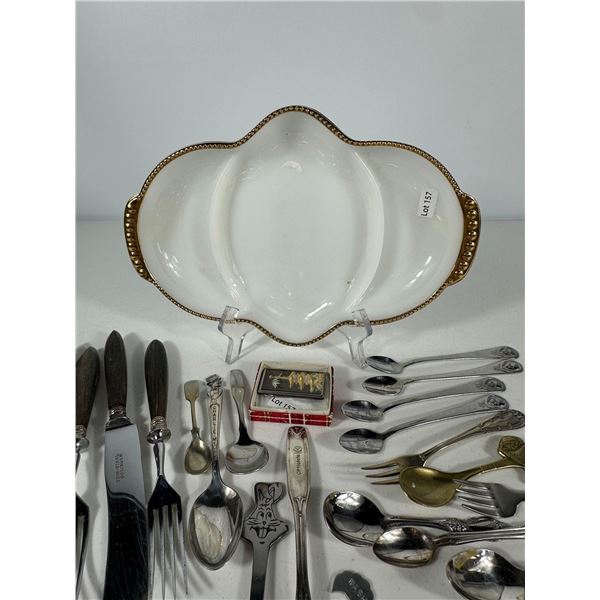 Assorted Flatware & Serving Dish