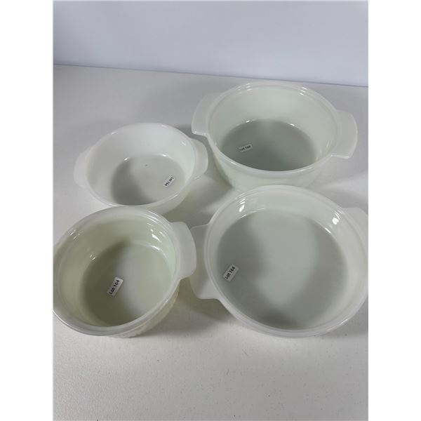 Set of 4 Fire-King White Milk Glass Baking Dishes