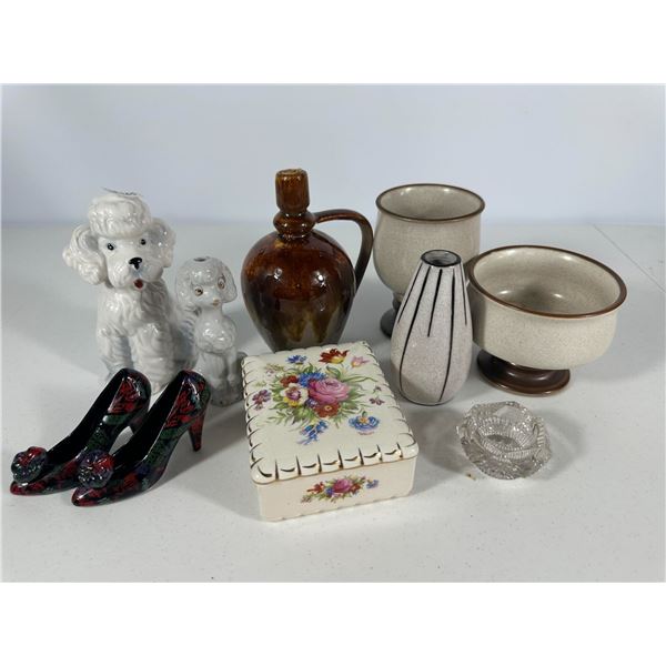 Mixed Lot – Ceramic Poodles, Pottery, Trinket Box & Decorative Pieces
