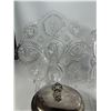 Image 2 : Pressed Glass Plates, Silverplate Dish, and Metal Stand Holders