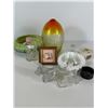 Art Glass Vase, Milk Glass Dish, Planter, Crystal Dog Figurines & More