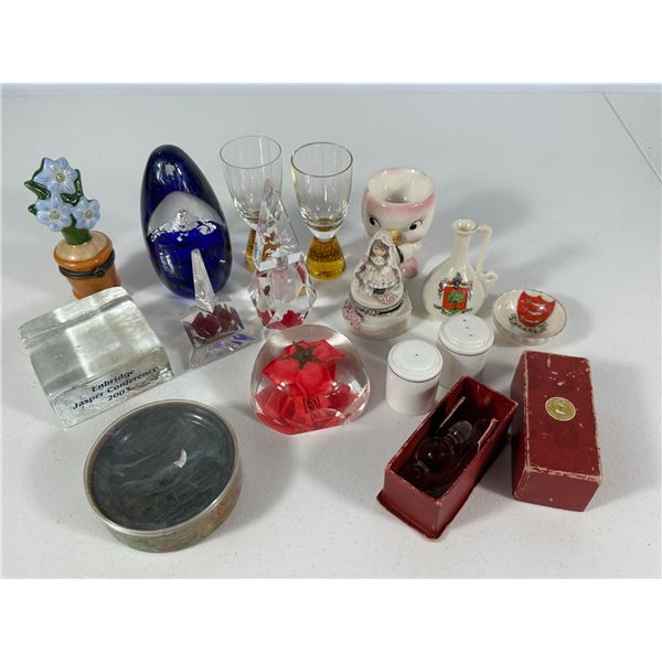 Mixed Lot – Glass Paperweights, Figurines, Miniatures & Trinkets