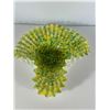 Image 9 : Vintage Handblown Ruffled Art Glass Bowl with Crystal Salt Cellars