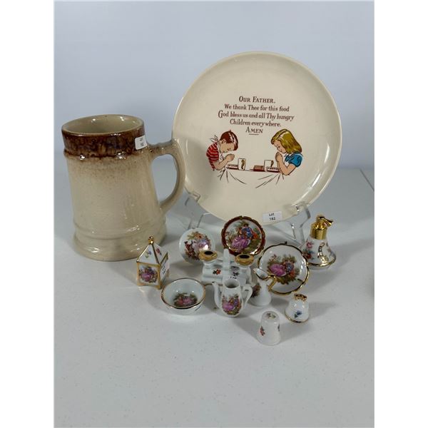 Medalta Mug with Miniature Limoges Porcelain Set & Prayer Plate