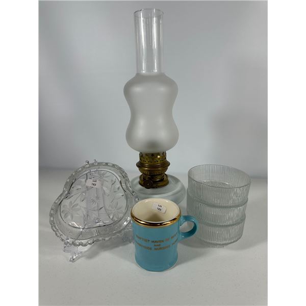 Kosmos Oil Lamp, Hycroft Mug, Glass Dishes