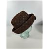 Image 4 : Textured Brown Dress Hat with Bow & Jewel, in Knox New York Box
