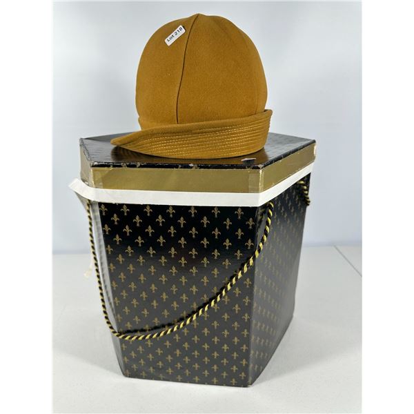 Camel Wool Cloche‑Style Hat, with Fleur‑de‑Lis Box