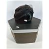 Image 1 : Brown Velvet Pillbox with Veil & Feathers, in Hex Hat Box