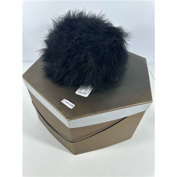 Black Marabou Feather Cap, with Bronze Hat Box