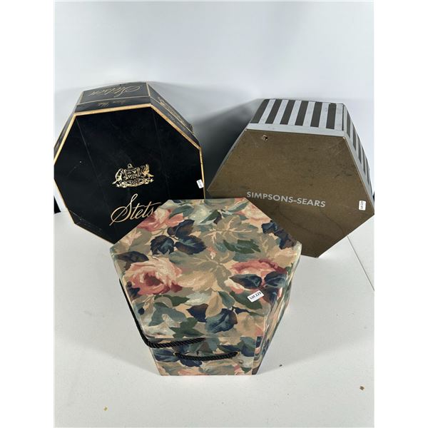 Group of Vintage Hat Boxes (Stetson, Simpsons‑Sears & Floral)