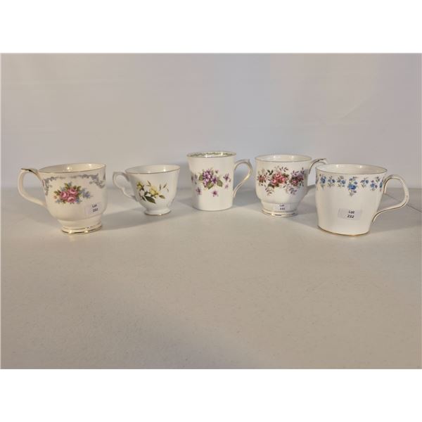 Set of 5 Royal Albert Bone China Floral Teacups