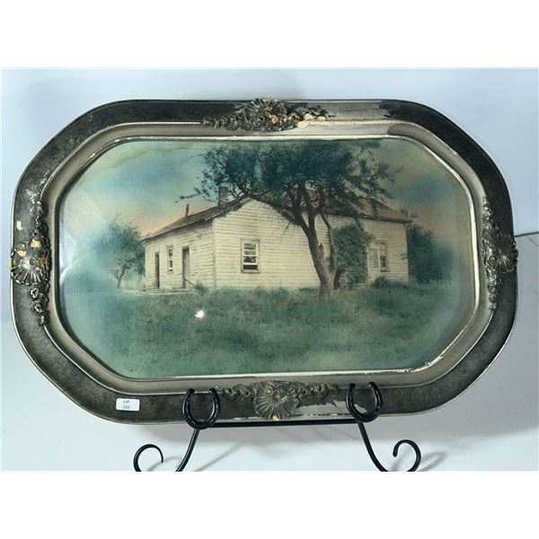 Antique Lightly Tinted Photograph of Homestead in Ornate Frame