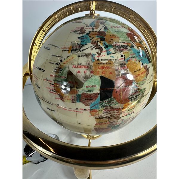 Gemstone Globe on Brass Stand