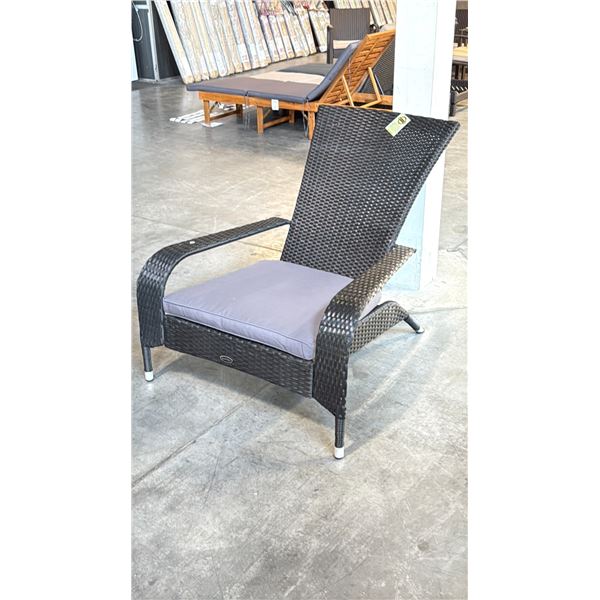 BLACK PATIOFLARE REGULAR MUSKOKA CHAIR W/ 6 CM THICK CUSHION *IN BOX*