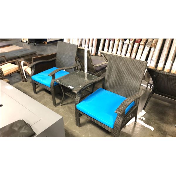 BLACK/BLUE PATIOFLARE WHYLIE 3PCS CHAT SET *IN BOX*