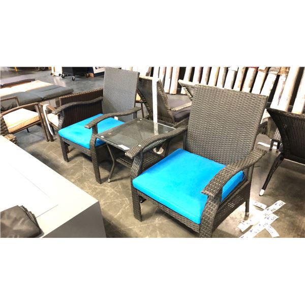 BLACK/BLUE PATIOFLARE WHYLIE 3PCS CHAT SET *IN BOX*