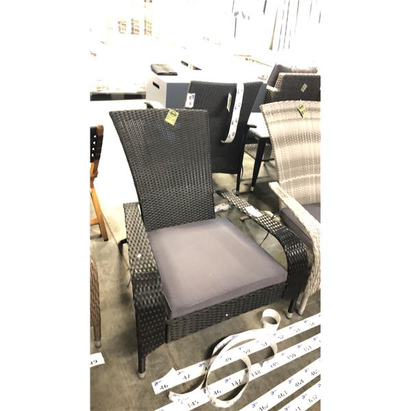 BLACK PATIOFLARE REGULAR MUSKOKA CHAIR W/ 6 CM THICK CUSHION *IN BOX*