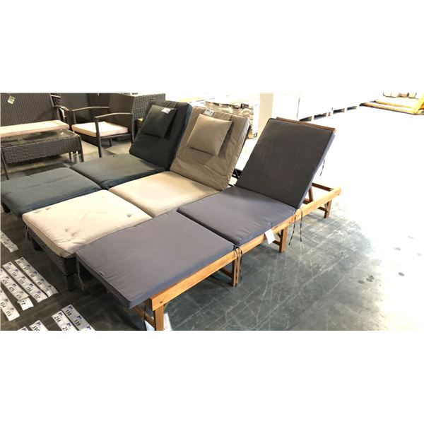 WOOD GRAIN PATIOFLARE 6 CM THICK CUSHION ACACIA WOOD FOLDABLE LOUNGER *IN BOX*