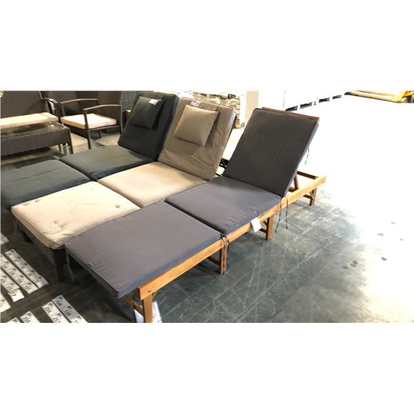 WOOD GRAIN PATIOFLARE 6 CM THICK CUSHION ACACIA WOOD FOLDABLE LOUNGER *IN BOX*