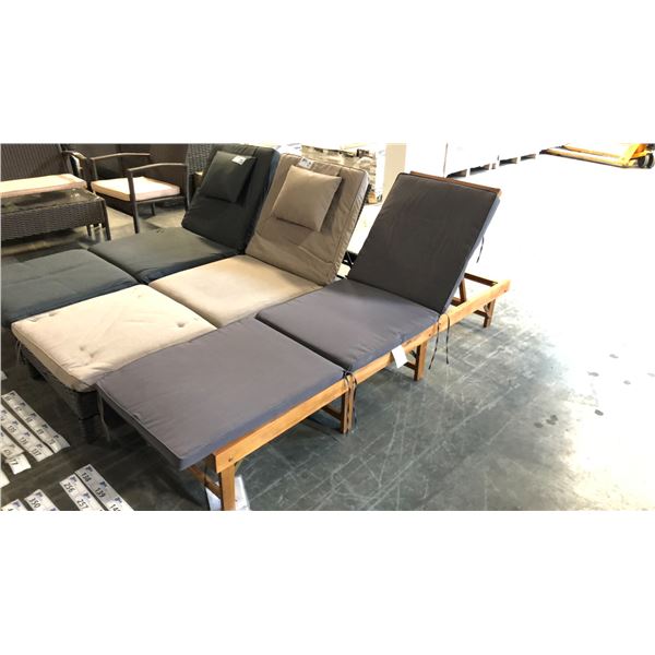 WOOD GRAIN PATIOFLARE 6 CM THICK CUSHION ACACIA WOOD FOLDABLE LOUNGER *IN BOX*