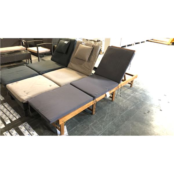 WOOD GRAIN PATIOFLARE 6 CM THICK CUSHION ACACIA WOOD FOLDABLE LOUNGER *IN BOX*