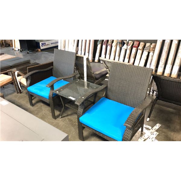 BLACK/BLUE PATIOFLARE WHYLIE 3PCS CHAT SET *IN BOX*