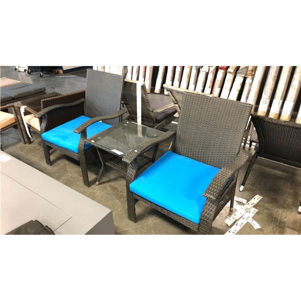 BLACK/BLUE PATIOFLARE WHYLIE 3PCS CHAT SET *IN BOX*