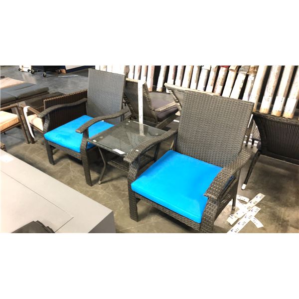BLACK/BLUE PATIOFLARE WHYLIE 3PCS CHAT SET *IN BOX*