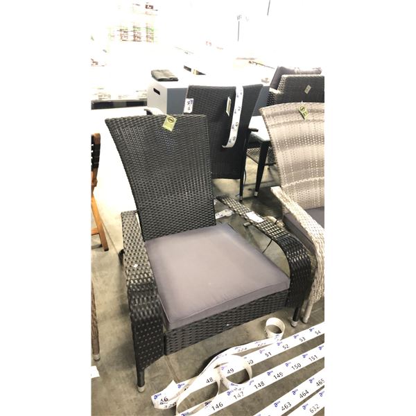 BLACK PATIOFLARE REGULAR MUSKOKA CHAIR W/ 6 CM THICK CUSHION *IN BOX*