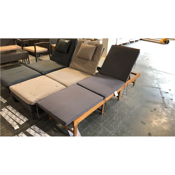 WOOD GRAIN PATIOFLARE 6 CM THICK CUSHION ACACIA WOOD FOLDABLE LOUNGER *IN BOX*