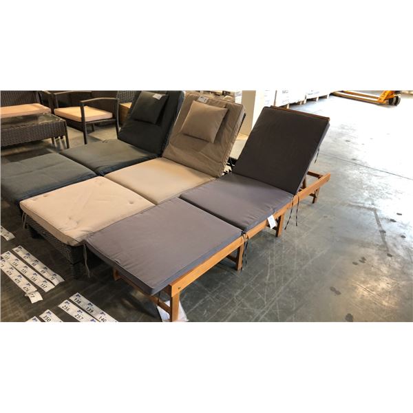 WOOD GRAIN PATIOFLARE 6 CM THICK CUSHION ACACIA WOOD FOLDABLE LOUNGER *IN BOX*