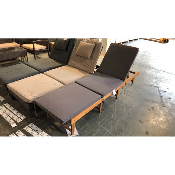 WOOD GRAIN PATIOFLARE 6 CM THICK CUSHION ACACIA WOOD FOLDABLE LOUNGER *IN BOX*