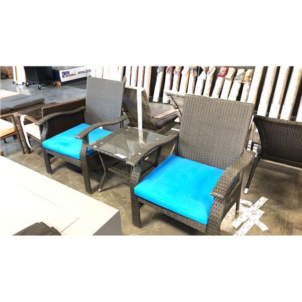 BLACK/BLUE PATIOFLARE WHYLIE 3PCS CHAT SET *IN BOX*