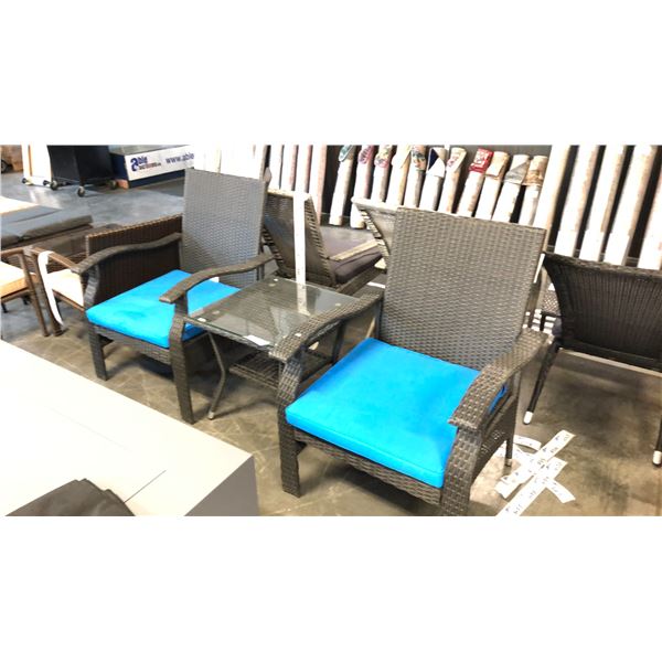 BLACK/BLUE PATIOFLARE WHYLIE 3PCS CHAT SET *IN BOX*