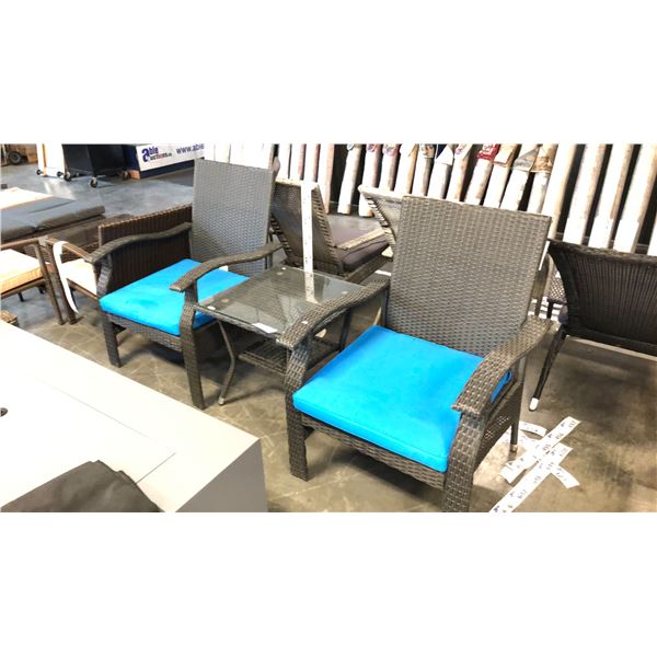 BLACK/BLUE PATIOFLARE WHYLIE 3PCS CHAT SET *OUT OF BOX*