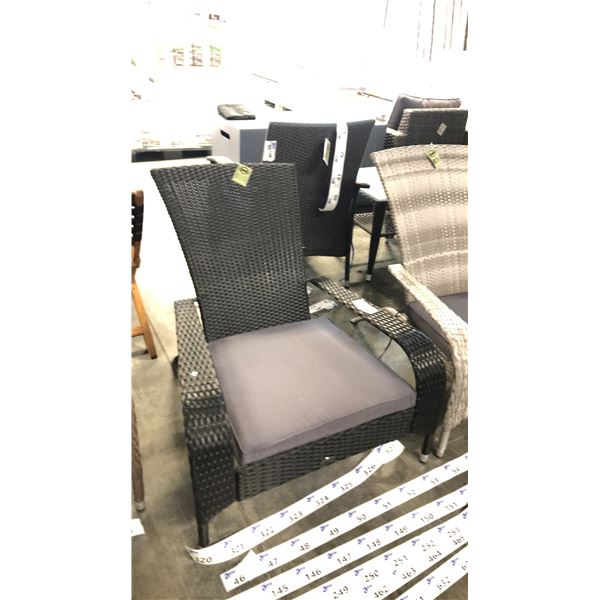 BLACK PATIOFLARE REGULAR MUSKOKA CHAIR W/ 6 CM THICK CUSHION *IN BOX*