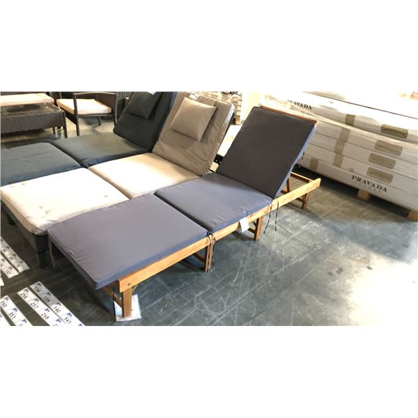 WOOD GRAIN PATIOFLARE 6 CM THICK CUSHION ACACIA WOOD FOLDABLE LOUNGER *IN BOX*