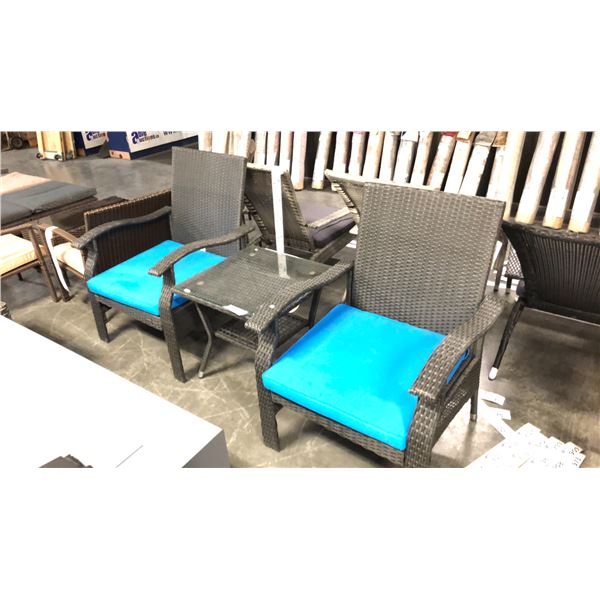 BLACK/BLUE PATIOFLARE WHYLIE 3PCS CHAT SET *IN BOX*