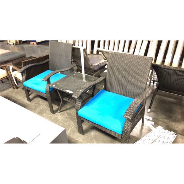 BLACK/BLUE PATIOFLARE WHYLIE 3PCS CHAT SET *IN BOX*