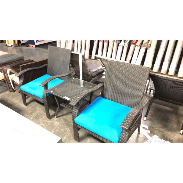BLACK/BLUE PATIOFLARE WHYLIE 3PCS CHAT SET *IN BOX*
