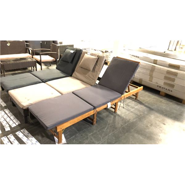 WOOD GRAIN PATIOFLARE 6 CM THICK CUSHION ACACIA WOOD FOLDABLE LOUNGER *IN BOX*